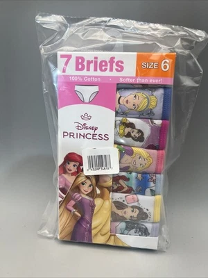 Disney Princess Little Girls 7 Pack Briefs Size 6 New - Image 1 of 3
