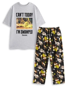 Conjunto de pijama de pierna larga manga corta Shrek Can't Today I'm Swamped para hombre - Imagen 1 de 10