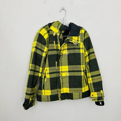Bonfire Yellow Plaid Fur Lined Button Up Winter Coat Women’s Size XS - Image 1 of 4