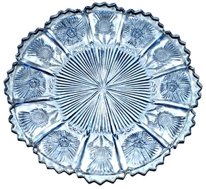 Plato sándwich de cardo con paneles azul hielo vidrio vintage L G Wright 10 3/8" - Imagen 1 de 4