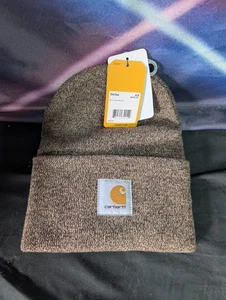 NUEVO CON ETIQUETAS Carhartt Hombres Sombrero A18 Marrón Oscuro Arenisca Mujeres Tobogán Tejido Puños Gorro - Imagen 1 de 4