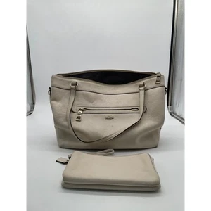 Coach New York Pebbled Leather Tyler Shoulder Bag Handbag & Purse Gold Chalk - Bild 1 von 6