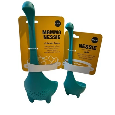 2 PC. Set of OTOTO Mama Nessie Colander Spoon & Nessie Ladle Teal NEW! - Image 1 of 4