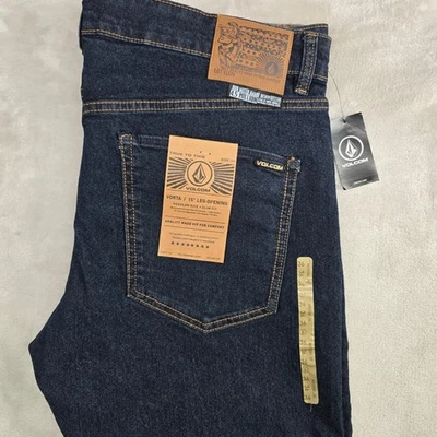 Volcom Mens Vorta Stretch Denim Jeans Dark Wash Slim Fit Size 36x30 NEW - Image 1 of 4
