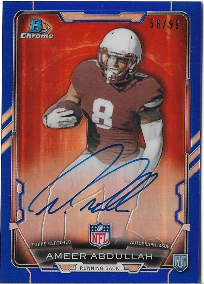 2015 Bowman Chrome Ameer Abdullah Rookie Auto "Blue Refractor" #RCRA-AAB /99 - Image 1 of 1