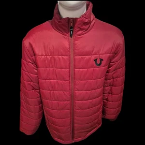 NWT True Religion Mens Quilted Puffer Insulated Jacket SZ L Red Dahlia RRP $199 - Picture 1 of 10