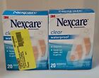 3M Nexcare Waterproof Assorted Clear Bandages 2 boxes -- 20 Each -- 40 Bandages