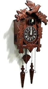 Cuckoo Clock Vintage Large Wooden Wall Clock Handcrafted 13X9.5 Inch Brown - Picture 1 of 3