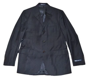 $1195 Polo Ralph Lauren Mens Blazer Sport Coat Wool Black White Stripe Italy 40R - Picture 1 of 3