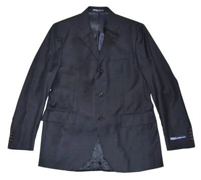 $1195 Polo Ralph Lauren Hombres Blazer Abrigo Deportivo Lana Negro Blanco Rayas Italia 40R Foto 1 de 3