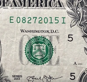 August 27, 2015, Birthday Anniversary Note Fancy Serial Number $1 Dollar - Picture 1 of 4