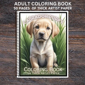Labrador Welpe spiralgebundenes Malbuch für Erwachsene - dickes Künstlerpapier - 50 Seiten - Bild 1 von 2