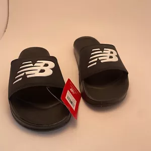 New Balance Black/White 200 Logo Slide Sandals Sporty Women’s Size 8B - Picture 1 of 9