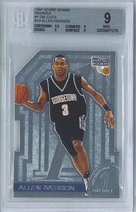 1997 SCORE BOARD ROOKIES ALLEN IVERSON #1 DIE CUTS #19 BGS 9 MINT 9.5 CENTERING - Picture 1 of 2