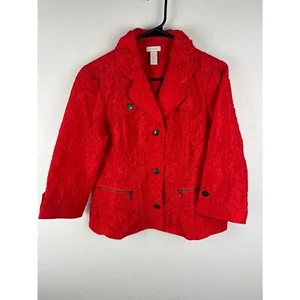 Chico's Crinkle Sheen red jacket NWOT, blazer, US Size 4 - Picture 1 of 14