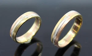 1 PAAR TRAURINGE TRICOLOR  MASSIV 333/- GOLD WERT 998- € - Bild 1 von 2