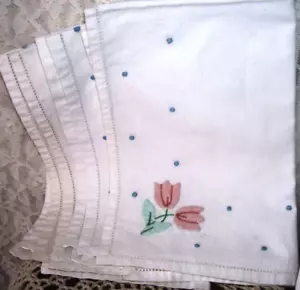 Cloth Napkins Applique Embroidery Tulip Design Set of Five - Picture 1 of 1