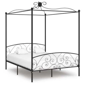1862009 Letto a Baldacchino Nero in Metallo 160x200 cm - Foto 1 di 5