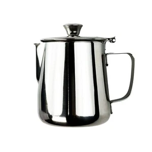 Milk Frother Cup Stainless Steel Coffee Steaming Pitchers with Lid and Welded... - Picture 1 of 7