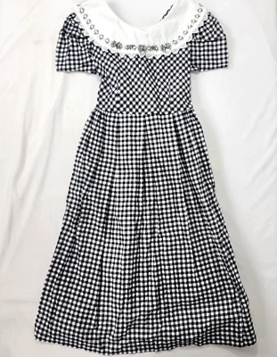 Bonnie Jean New York Girl's Dress Black & White Accent Collar Size 10 USA Bow - Image 1 of 4