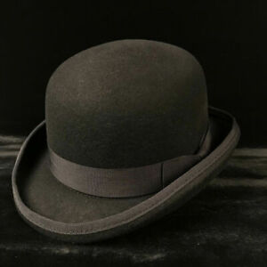 100% Wool Men's Women Black Bowler Hat Gentleman Formal Cap Fedora Hat S M L XL