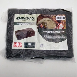 Ever Ready First Aid Fire Retardant Blanket 80% Wool Olive Drab 66" X 90" - Picture 1 of 7