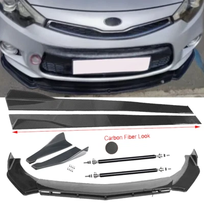 Carbon Fiber Front Bumper Lip Splitters Side Skirt Strut Rod For KIA Forte Koup - Image 1 of 4