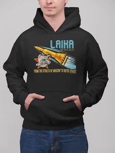 SUDADERA CON CAPUCHA LAIKA Space Dog Unión Soviética URSS Retro SPUTNIK 2 CCCP Regalo Comunismo - Imagen 1 de 1
