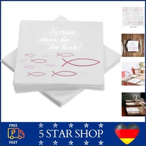 32 Stück Servietten Fisch Rosa 33x33cm für Taufe & Kommunion Deko - Bild 1 von 7