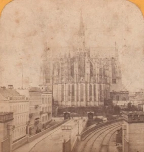 Deutschland Köln Dom & Eisenbahn altes Foto Stereo Juvin 1870 - Bild 1 von 3