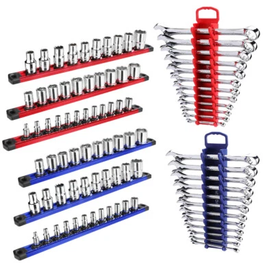 WORKPRO 8-Piece Magnetic Socket Organizer Wrench Holder Organizer Set SAE Metric - Image 1 of 4