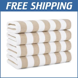 Luxurious Quick-Dry Beach Towels, 4-Piece Set - Oversized 30 x 70 Striped Design - Picture 1 of 12