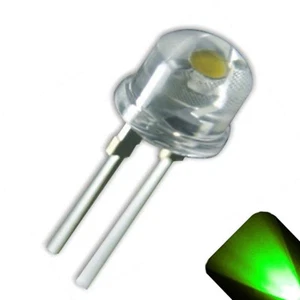 5 x LED 8mm Pure Green .5 Watt Wide Angle Bright High Power LEDs 0.5w half 1/2 - Picture 1 of 2