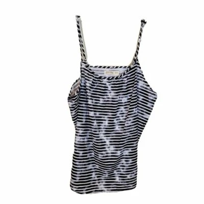 Faded Glory Tank Top Womens Plus Size 2x Black White Striped Spaghetti Strap New - Image 1 of 2