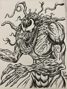 Venom Spider-Man By Frank Forte Original Art Marker Drawing RARE Marvel Comics - Picture 1 of 3