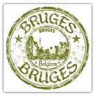 2 x autocollants carrés 7,5 cm - Bruges Belgique timbre voyage cadeau cool #6100