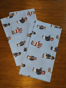 Ralph Lauren POLO TEDDY BEAR Blue Striped 2 KING Pillowcases New - Picture 1 of 5