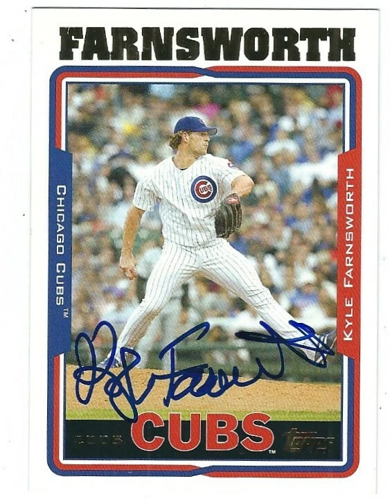 Autographed 2005 Topps KYLE FARNSWORTH Chicago Cubs card #132 w/ COA  - Image 1 of 1