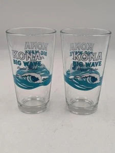 Kona Big Wave Liquid Aloha Beer Pint Glasses Set of 2 - Picture 1 of 6