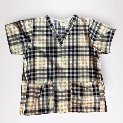TAFFORD Black & Yellow Plaid Scrub Top Size Medium - Image 1 of 4