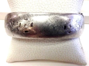 Sterling Silver Wide Etched Bangle Bracelet - Bild 1 von 8