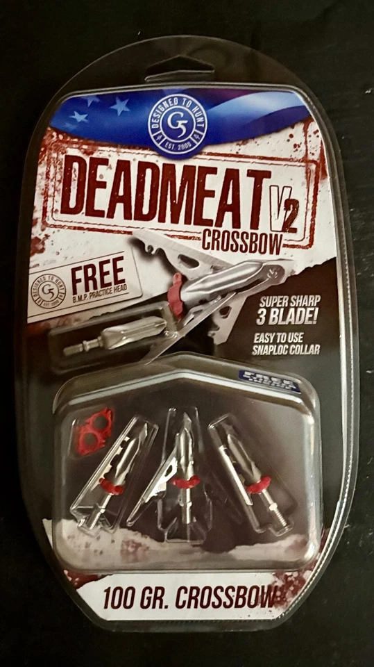 G5 Deadmeat V2 3 Pack Expandable Broadheads 100% steel 100 Grain Crossbow New - Image 1 of 2