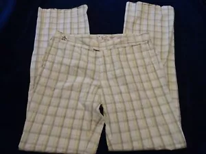 PENGUIN LADIES STRETCH PANTS, SZ S, YELLOW/BEIGE/WHITE CHECKS, EUC - Picture 1 of 4