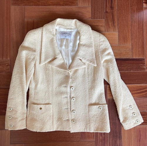 Giacca vintage CHANEL Boucle piccola panna (vedi dettagli)