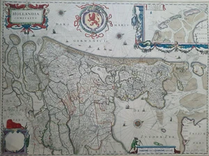 HOLLANDIA COMITATUS Landkarte BLAEU Niederlande GRAVUR 1640 - Bild 1 von 3