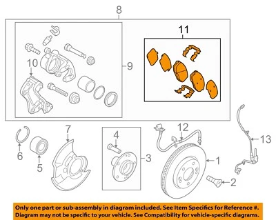 KIA OEM 2012 Rio Front Suspension Brake Components-Brake Pads 581011WA00 Foto 1 de 2