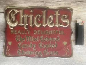1920s 30s Original Antique Chiclets gum advertising tin metal sign VERY RARE !!! - Picture 1 of 5