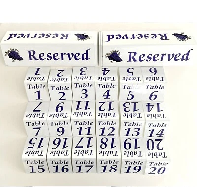 Lote de 24 carteles de mesa de restaurante bodega reservados vintage con tema de uva metal E56 Foto 1 de 4