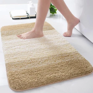Microfiber Bathroom Rugs, Shaggy Soft and Absorbent Bath Rug, Non-Slip, Thick Pl - Picture 1 of 12