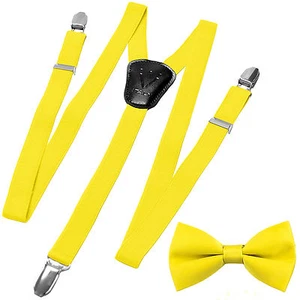 Nuevo Para Niños Niños Niñas Vesubio Napoli Suspendedores Brackets Moño Clip Amarillo - Imagen 1 de 2